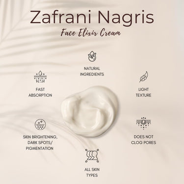 Herbs & Greens Zafrani Nargis Natural Vitamin C Saffron & Nargis Anti Aging Elixir Cream, | Glowing & Radiant Skin | Ayurvedic Day & Night Face Cream Moisturizer For Woman & Men | All Skin | 50gm